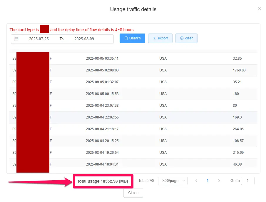 blivale_usa_traffic_details_202508_usa-1a eSIM Stati Uniti (USA) 2026: dati davvero illimitati, zero costi di roaming (con log di utilizzo reale)