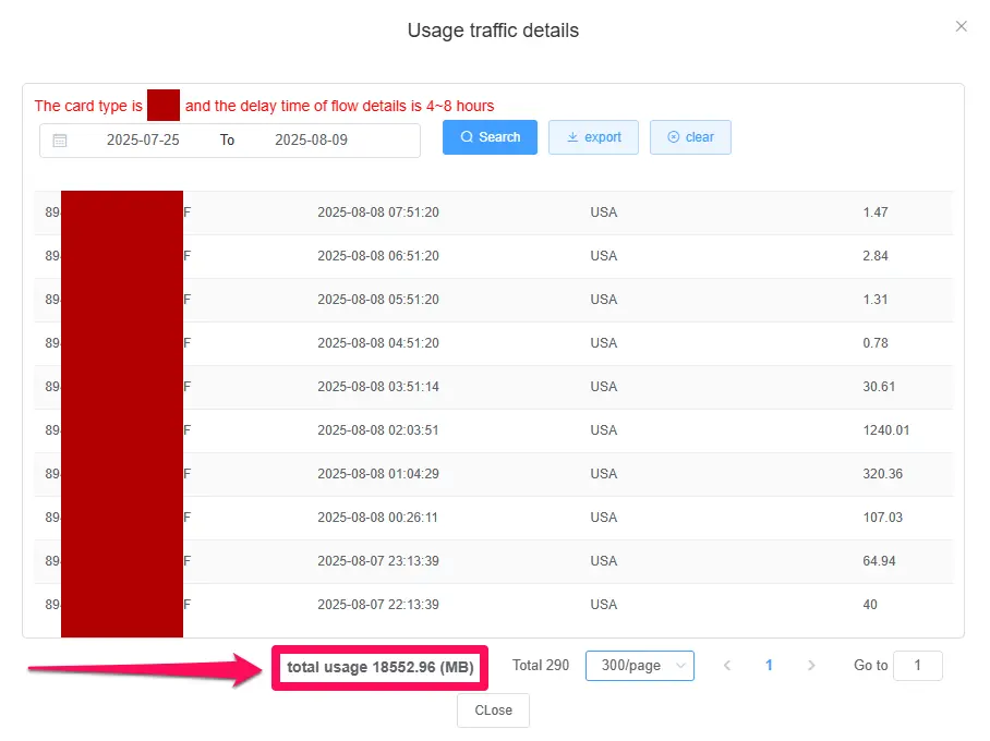 blivale_usa_traffic_details_202508_usa-2a eSIM Stati Uniti (USA) 2026: dati davvero illimitati, zero costi di roaming (con log di utilizzo reale)
